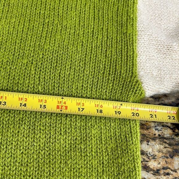 Express Tricot Y2K Vintage 90s Green And Ivory Wool Pullover Sweater Size S - Picture 5 of 7